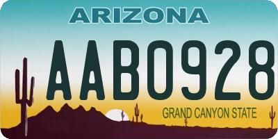 AZ license plate AAB0928