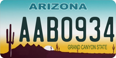 AZ license plate AAB0934