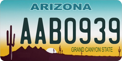 AZ license plate AAB0939