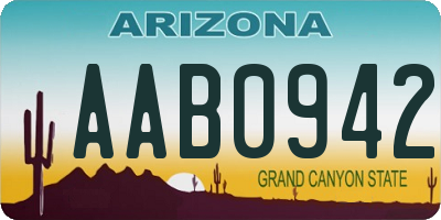 AZ license plate AAB0942