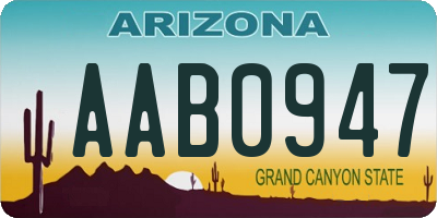 AZ license plate AAB0947