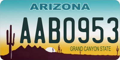 AZ license plate AAB0953