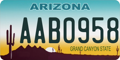 AZ license plate AAB0958