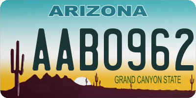 AZ license plate AAB0962