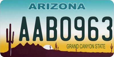 AZ license plate AAB0963