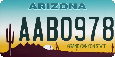 AZ license plate AAB0978