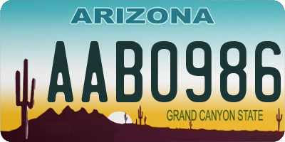 AZ license plate AAB0986