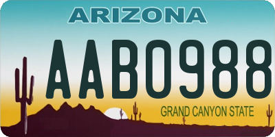 AZ license plate AAB0988