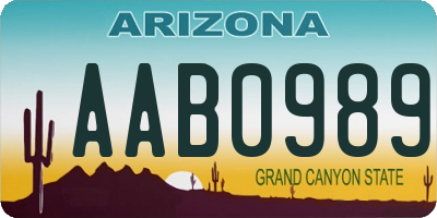 AZ license plate AAB0989