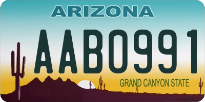 AZ license plate AAB0991