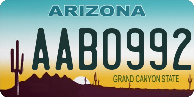AZ license plate AAB0992