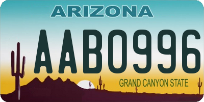 AZ license plate AAB0996