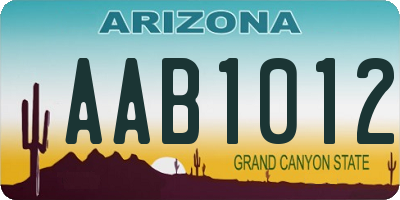 AZ license plate AAB1012
