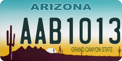 AZ license plate AAB1013