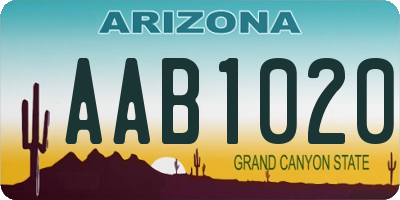 AZ license plate AAB1020