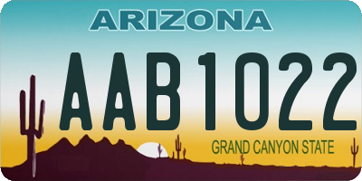 AZ license plate AAB1022