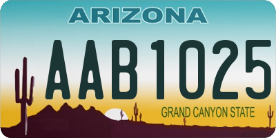 AZ license plate AAB1025