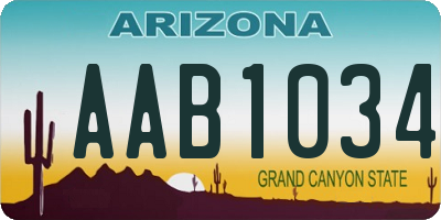 AZ license plate AAB1034