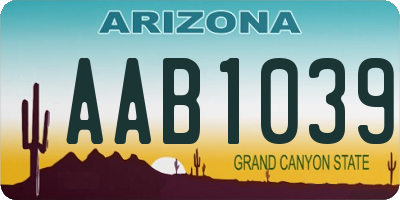 AZ license plate AAB1039