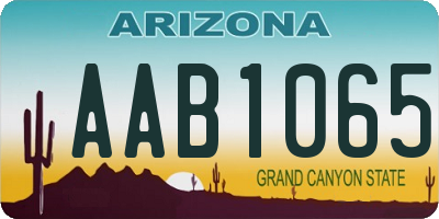 AZ license plate AAB1065