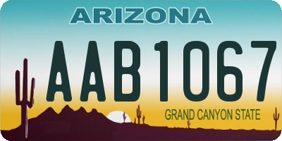 AZ license plate AAB1067