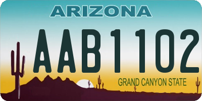 AZ license plate AAB1102