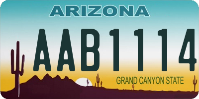 AZ license plate AAB1114