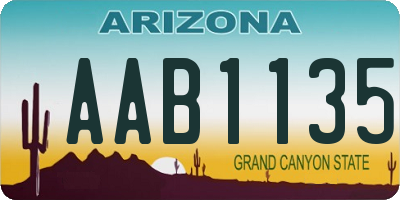 AZ license plate AAB1135