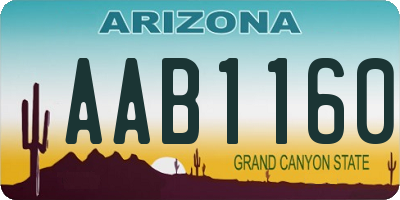 AZ license plate AAB1160