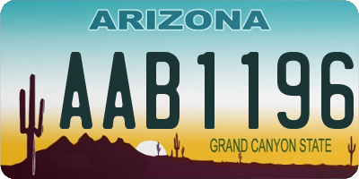 AZ license plate AAB1196