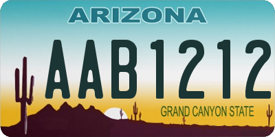 AZ license plate AAB1212