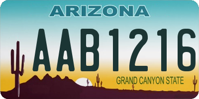 AZ license plate AAB1216