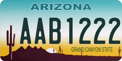 AZ license plate AAB1222