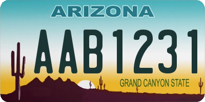 AZ license plate AAB1231