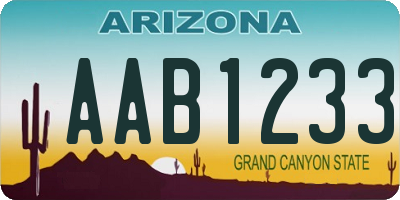 AZ license plate AAB1233
