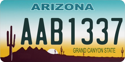 AZ license plate AAB1337