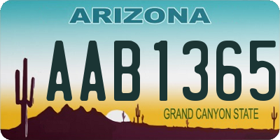 AZ license plate AAB1365