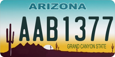 AZ license plate AAB1377