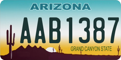 AZ license plate AAB1387