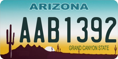 AZ license plate AAB1392