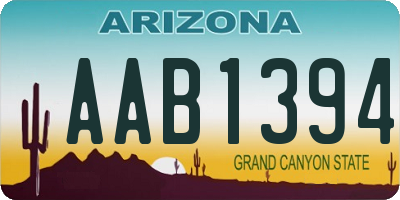 AZ license plate AAB1394