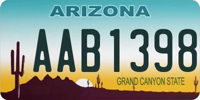 AZ license plate AAB1398