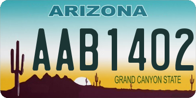 AZ license plate AAB1402