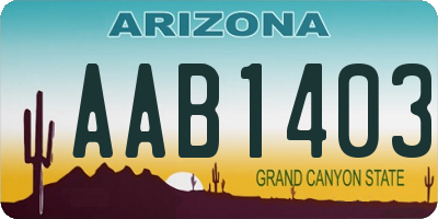 AZ license plate AAB1403