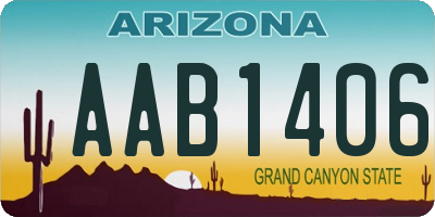 AZ license plate AAB1406