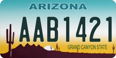 AZ license plate AAB1421