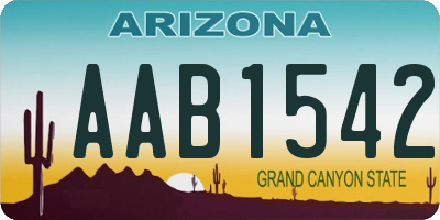 AZ license plate AAB1542
