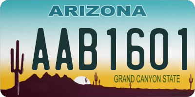 AZ license plate AAB1601