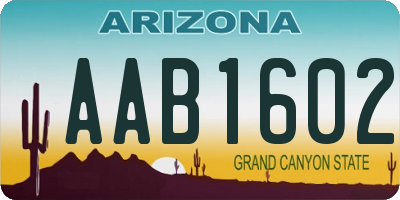AZ license plate AAB1602