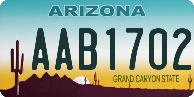 AZ license plate AAB1702